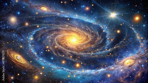 Inspiring night sky texture showcases the vastness and mystery of the universe, with its twinkling stars and swirling nebulae.