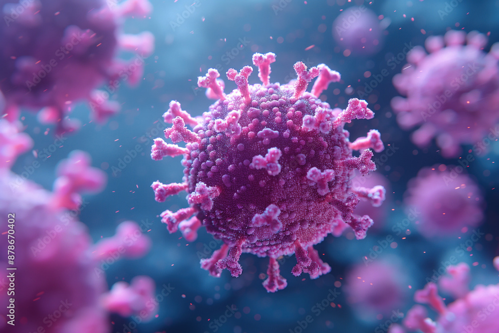 Viral particles in digital format, 3D graphics. Viral particles in digital format, 3D graphics.