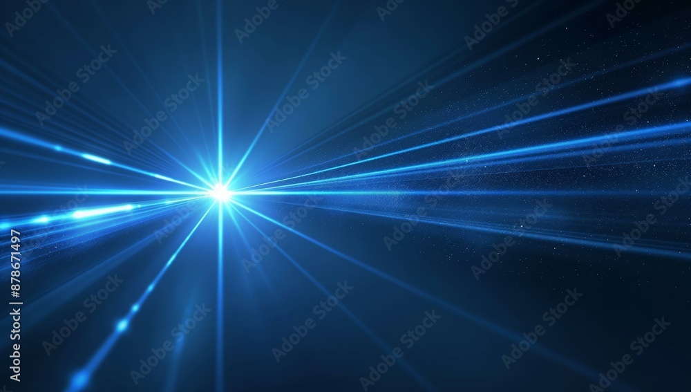 A bright blue laser beam emitting light streaks into the darkness, creating a technological and futuristic effect against a dark background. A bright blue laser beam emitting light streaks into the darkness, creating a technological and futuristic effect against a dark background.