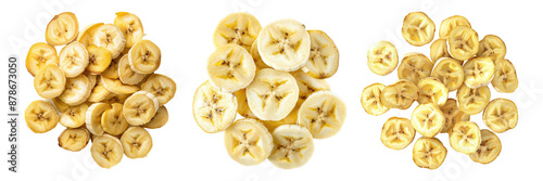 Banana slices isolated on transparent background