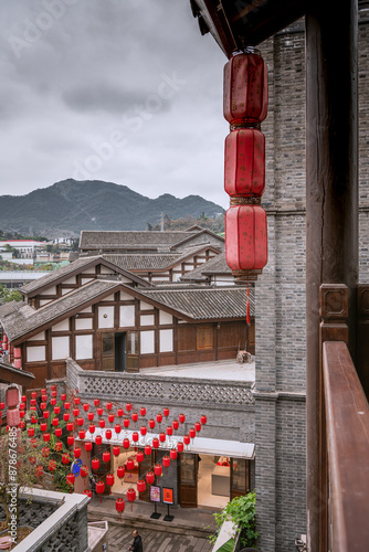 The outside of the restaurant in Chongqing, China photo