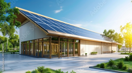 Wallpaper Mural Clean Energy Solution: Solar Panels on Commercial Building Torontodigital.ca