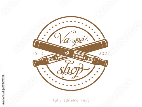 Vintage vaping logo, vape shop logotypes