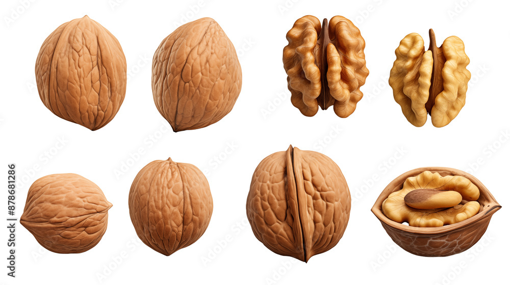 Set of delicious walnuts transparent background. Set of delicious walnuts transparent background.