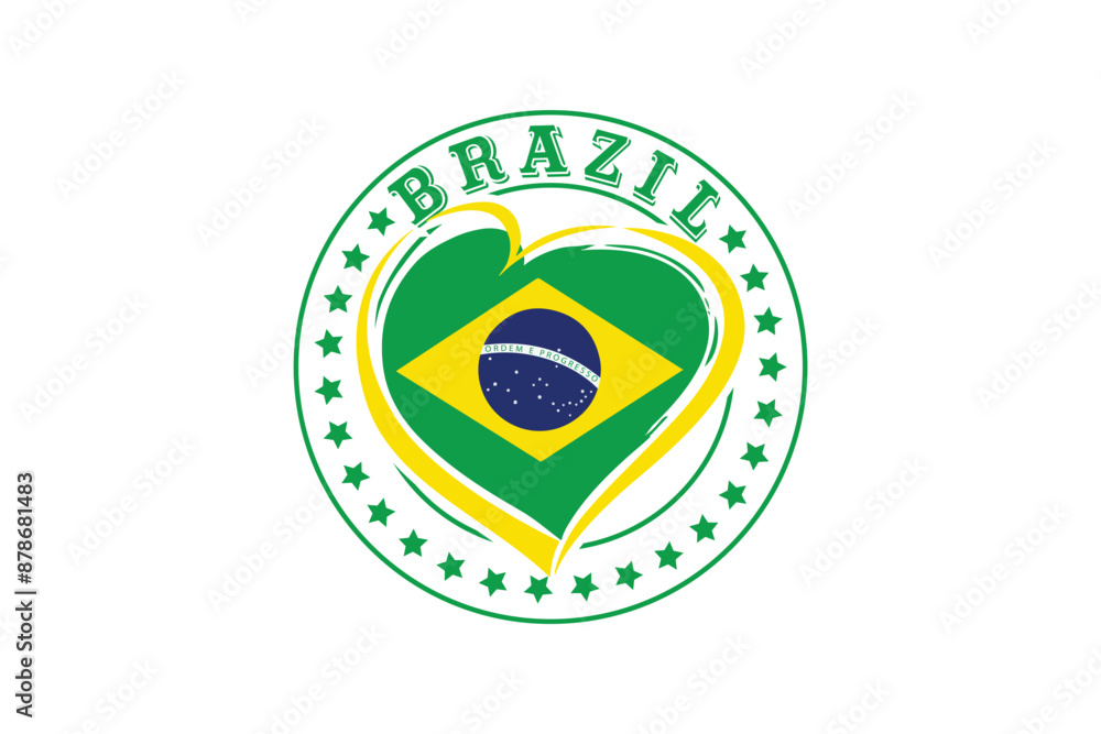 Obraz premium I Love brazil emblem-colored vector