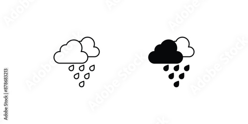 raining set icon with white background vector stock illustration