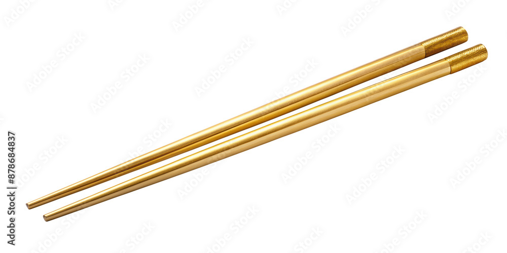 Golden bamboo chopsticks with textured ends, showcasing a sleek and elegant design perfect for dining and decoration. Isolated on transparent background, png. Golden bamboo chopsticks with textured ends, showcasing a sleek and elegant design perfect for dining and decoration. Isolated on transparent background, png.
