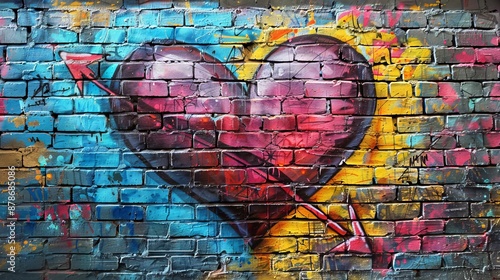 This is a photo of a graffiti heart on a brick wall