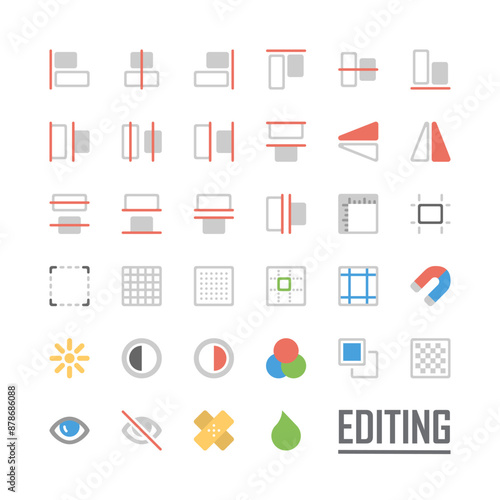 Graphic Editor - flat vector icon set.