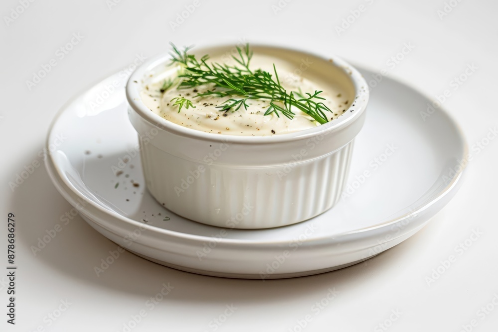 Creamy Dill Mayonnaise in Classic White Ramekin Creamy Dill Mayonnaise in Classic White Ramekin