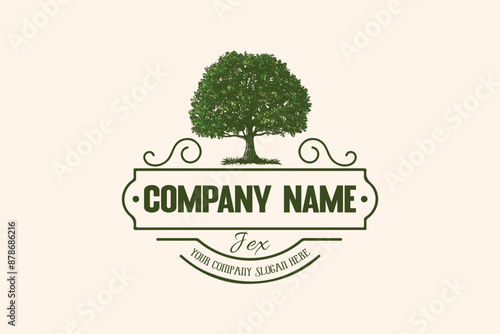 Tree logo vintage illustration