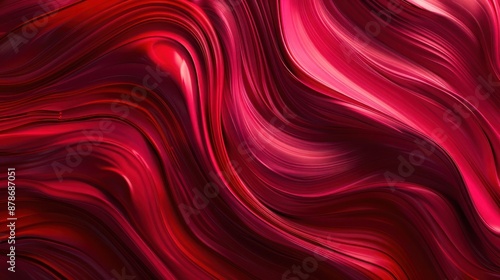 An intricate abstract background with fluid, dynamic lines in a monochromatic scheme of rich reds, capturing the essence of smooth, flowing paint. © sundas