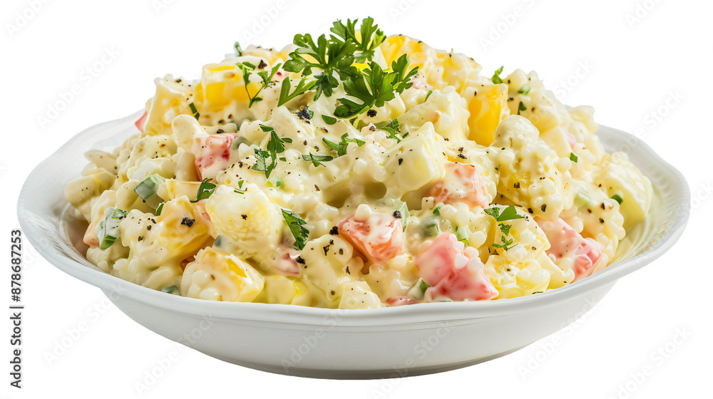Creamy pasta salad on transparent background Creamy pasta salad on transparent background