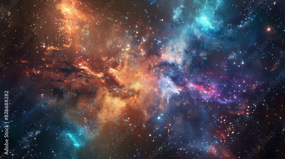 Cosmic nebula with stars and galaxies. A vibrant cosmic nebula filled with bright stars and galaxies, showcasing the beauty of space. Cosmic nebula with stars and galaxies. A vibrant cosmic nebula filled with bright stars and galaxies, showcasing the beauty of space.