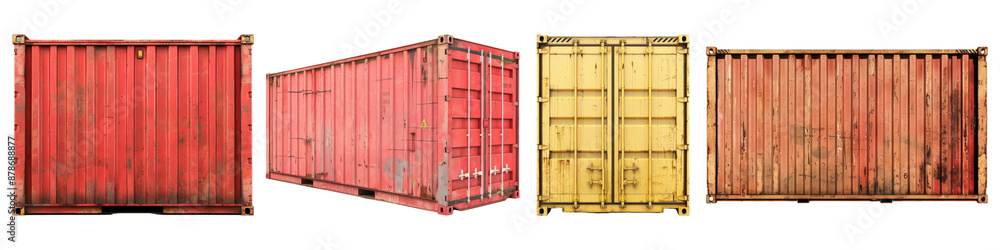 Cargo container isolated on transparent background Cargo container isolated on transparent background