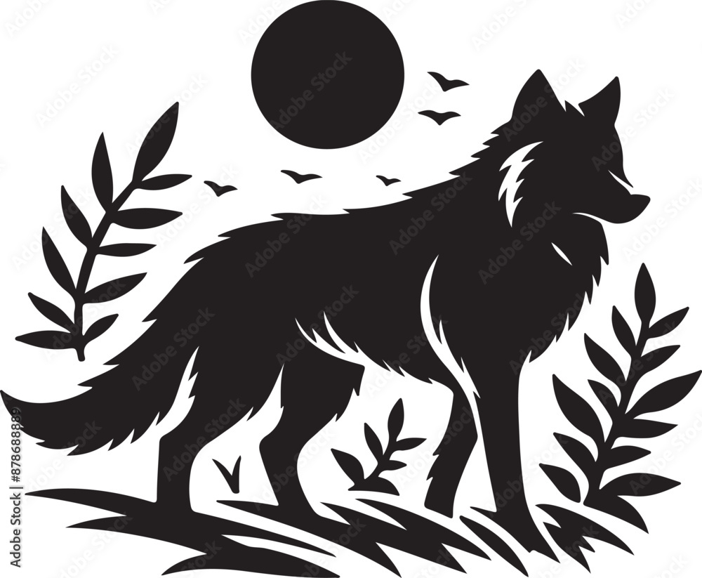 Obraz premium Wolf silhouette vector illustration