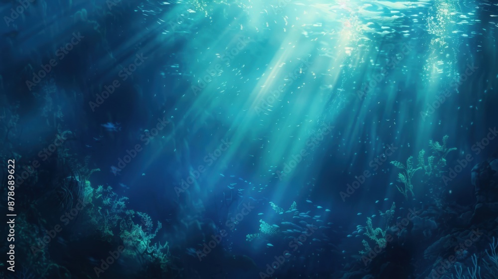 Fototapeta premium Sunlight Beams Through Ocean Depths