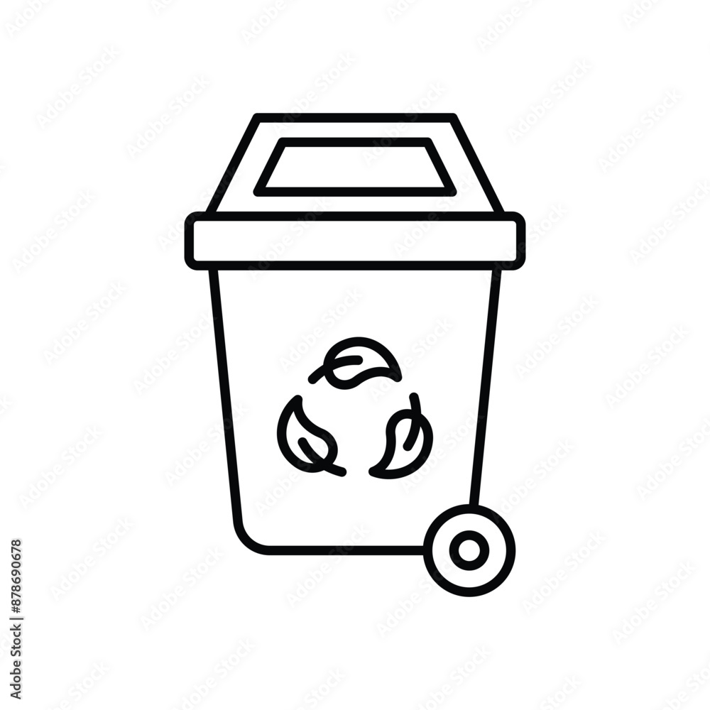 dust bin line icon with white background vector stock illustration dust bin line icon with white background vector stock illustration