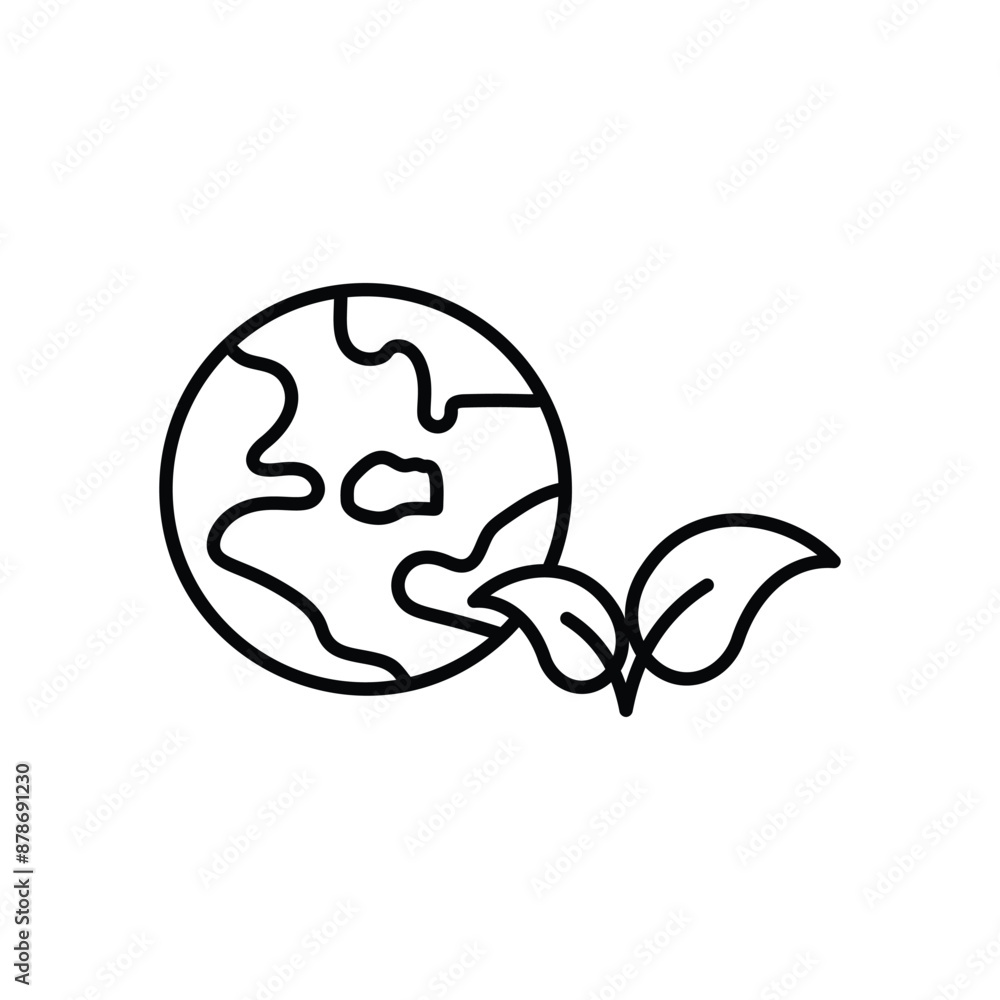 safe earth line icon with white background vector stock illustration safe earth line icon with white background vector stock illustration