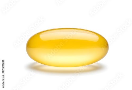 Fish Oil Capsule Isolated on White Background - Essential Omega-3 Supplement for Health and Wellness