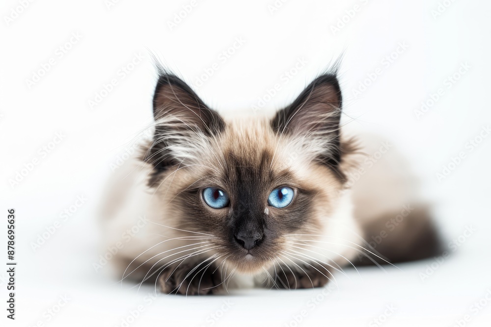 portrait of a Balinese cat breed, with white background portrait of a Balinese cat breed, with white background