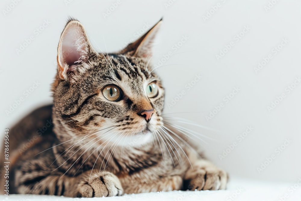 portrait of a Australian Mist cat breed, with white background portrait of a Australian Mist cat breed, with white background