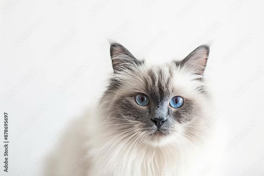 portrait of a Birman cat breed, with white background portrait of a Birman cat breed, with white background