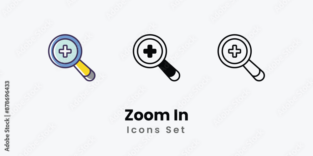Zoom In Icons thin line and glyph vector icon stock illustration Zoom In Icons thin line and glyph vector icon stock illustration
