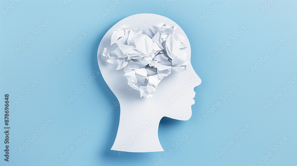 Brainstorming and Mental Health. White Paper Crumpled in Human Head Illustration Brainstorming and Mental Health. White Paper Crumpled in Human Head Illustration