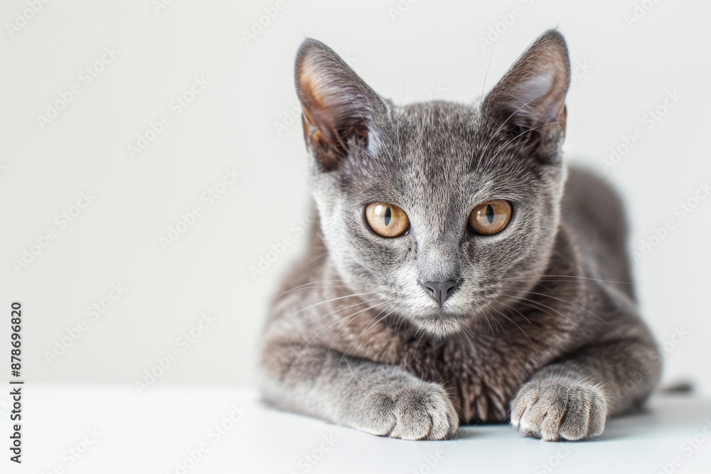 portrait of a Korat cat breed, with white background portrait of a Korat cat breed, with white background