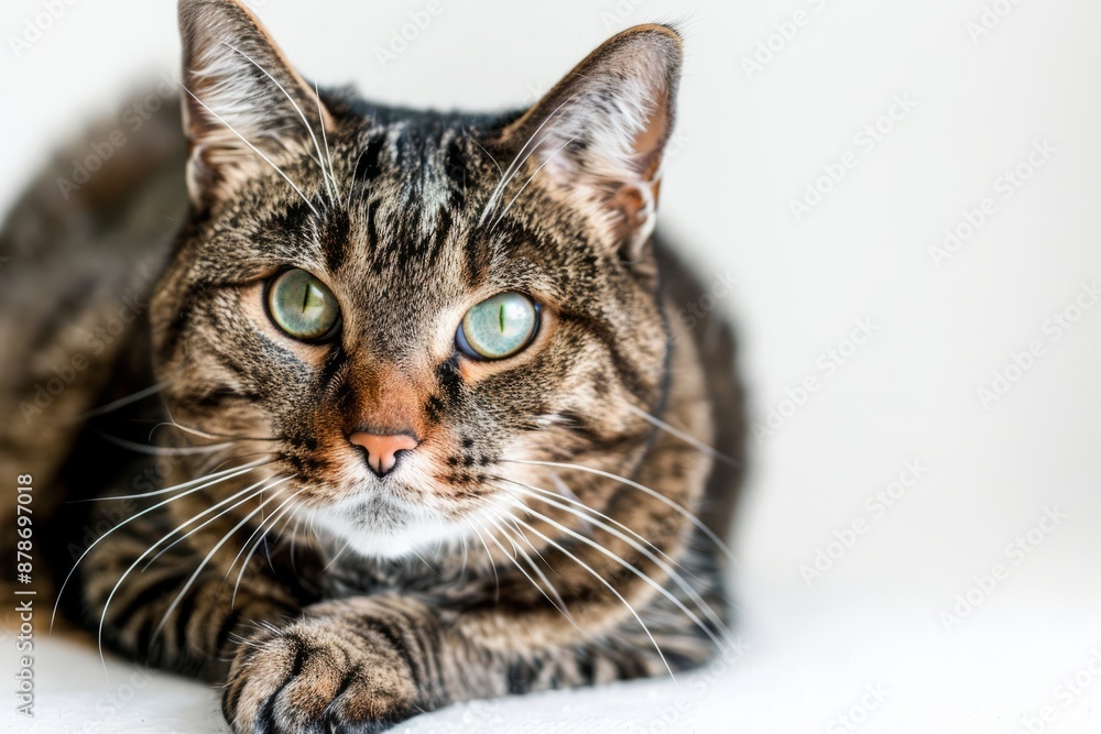 Fototapeta premium portrait of a Manx cat breed, with white background