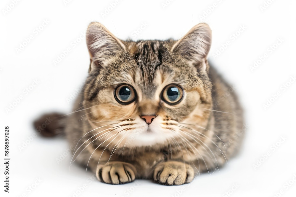 portrait of a Munchkin cat breed, with white background portrait of a Munchkin cat breed, with white background