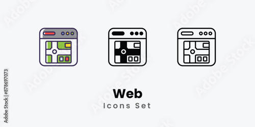 Web Icons thin line and glyph vector icon stock illustration 