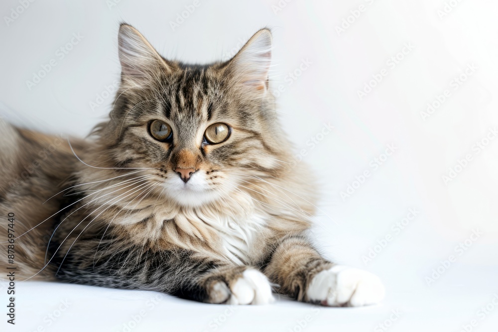 portrait of a Ragamuffin cat breed, with white background portrait of a Ragamuffin cat breed, with white background