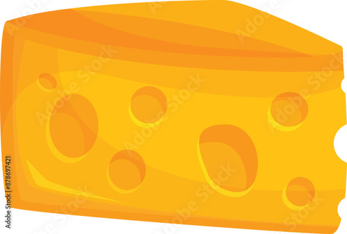 Cartoon drawing of a single slice of swiss cheese with holes, sitting on a white background