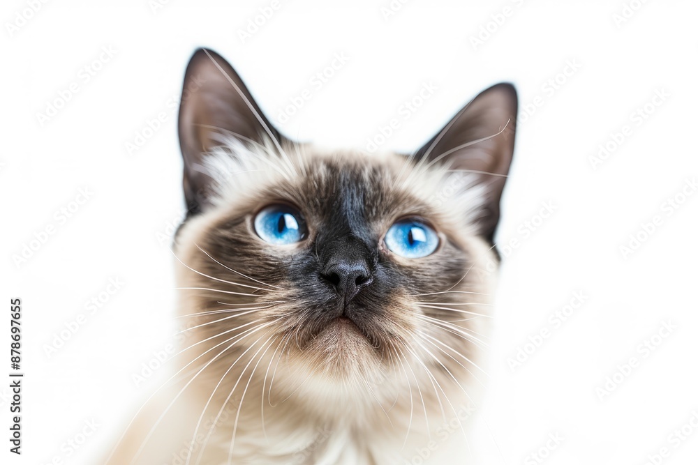 portrait of a Siamese cat breed, with white background portrait of a Siamese cat breed, with white background