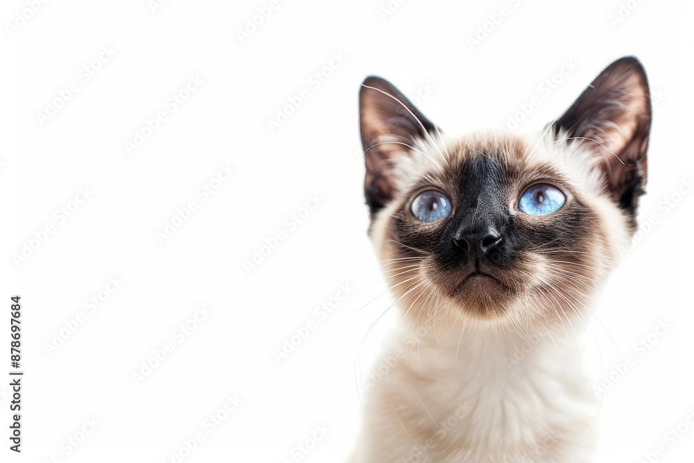 portrait of a Siamese cat breed, with white background portrait of a Siamese cat breed, with white background