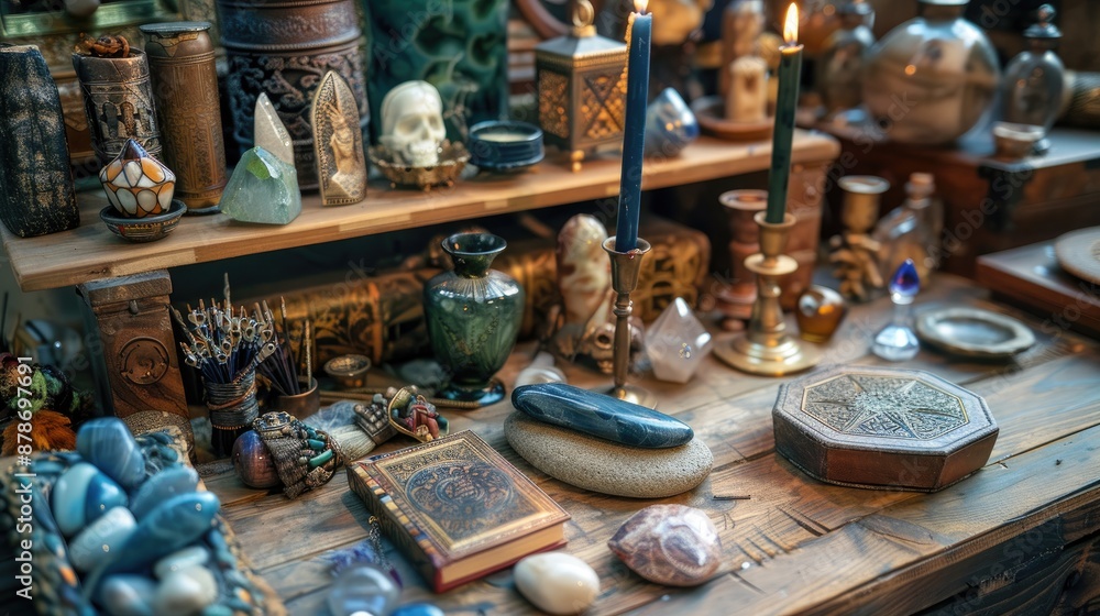 Fototapeta premium Collection of mystical items for healing and divination