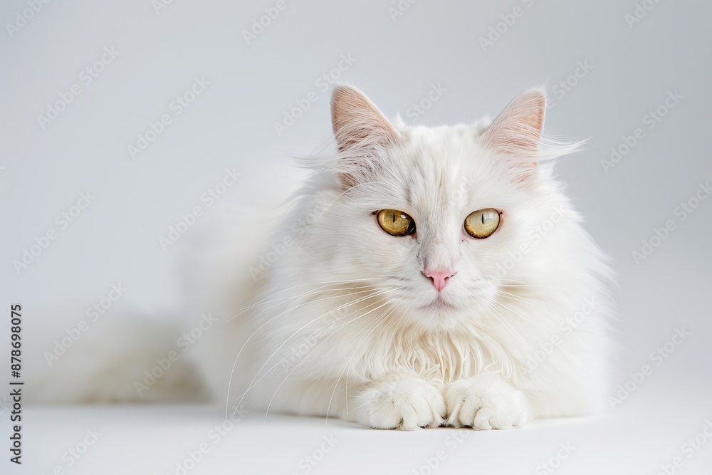portrait of a Turkish Angora cat breed, with white background portrait of a Turkish Angora cat breed, with white background