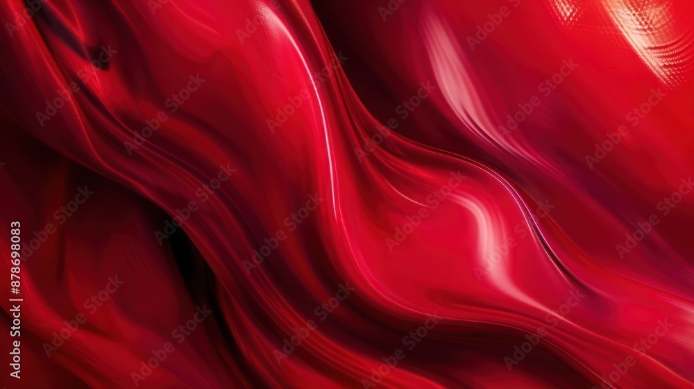 Obraz premium Abstract Background, gradient blurs in vibrant ruby red blending into deep crimson, evoking a passionate and luxurious visual effect with smooth, fluid transitions.
