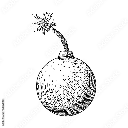 boom bomb hand drawn. smoke blast, explode explosion, dynamite isolated boom bomb vector sketch. isolated black illustration