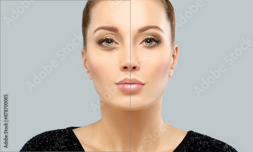 Lower and upper Blepharoplasty.plastic surgery concept.
