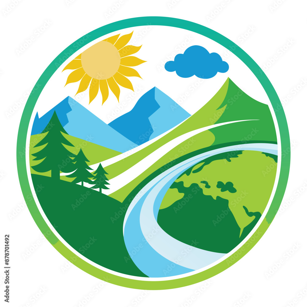 High Quality Flat Eco-Friendly Tourism Business Logo Vector Illustration High Quality Flat Eco-Friendly Tourism Business Logo Vector Illustration