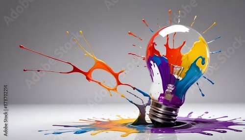 A light bulb splashing into matellic color paint photo