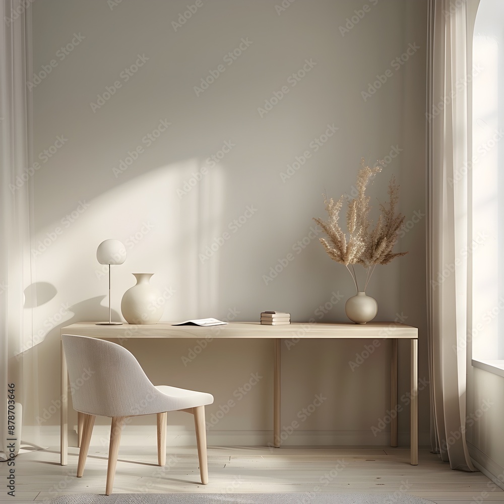 Minimalist Home Office with Modern Desk and Laptop Setup Minimalist Home Office with Modern Desk and Laptop Setup