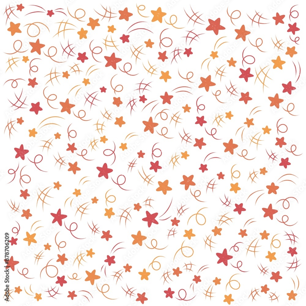 Cute starry sky seamless pattern, Confetti falling, Design element, Dynamic burst pattern, Perfect for kids fabric, textile, nursery wallpaper. Vector Cute starry sky seamless pattern, Confetti falling, Design element, Dynamic burst pattern, Perfect for kids fabric, textile, nursery wallpaper. Vector
