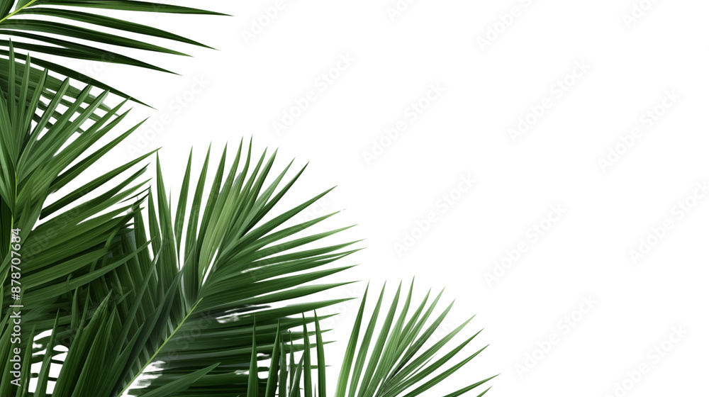 Fototapeta premium Tropical green palm leaf transparent background.