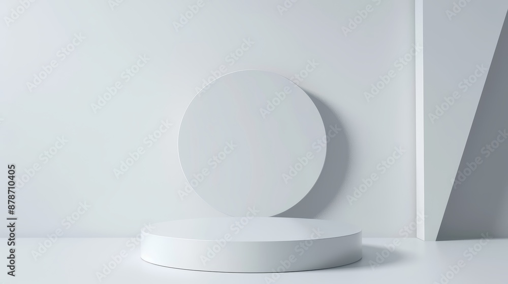 A sleek, minimalistic podium centered on a clean white background, perfect for product presentations. 3D rendering with high resolution details, focus cover all object A sleek, minimalistic podium centered on a clean white background, perfect for product presentations. 3D rendering with high resolution details, focus cover all object