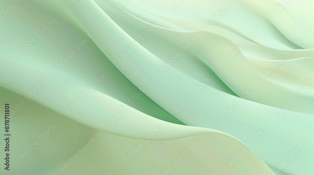 Fototapeta premium Abstract Background, smooth gradient blurs in shades of mint green blending seamlessly into pale yellow, evoking a fresh and tranquil scene with a soothing effect.