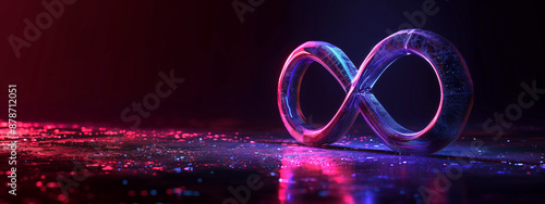 3d render of infinity symbol, glowing pink and Glowing Infinity Symbol on Abstract Background